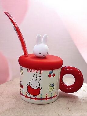 Miffy Red and White Ceramic Mug with Lid